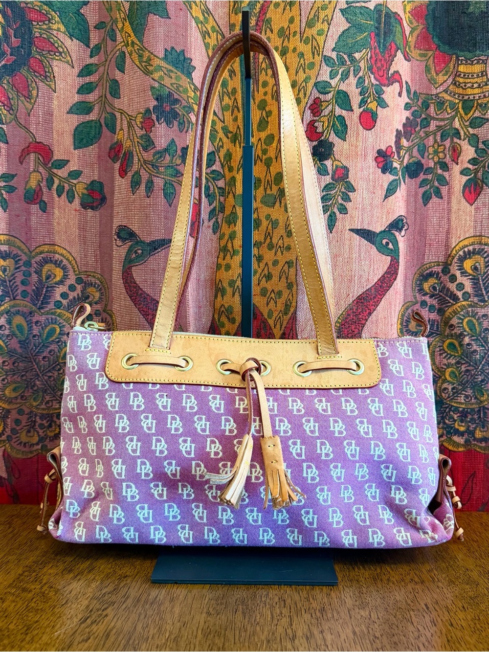Vintage Y2K Dooney & Bourke Plum Monogram East West Shoulder Bag